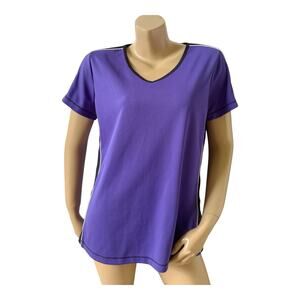 MADE FOR LIFE Womens Size Large Tall Purple Short Sleeve V Neck Active T Shirt